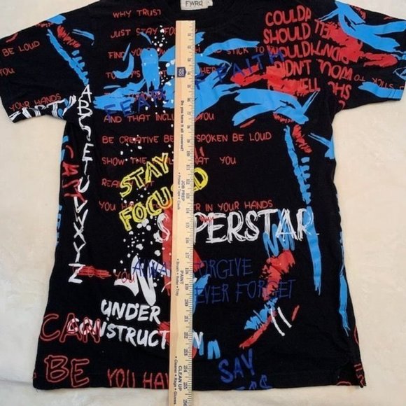 Graphic AOP T-Shirt Mens FWRD Denim Paint Me Down All Over Print Large - Picture 5 of 8